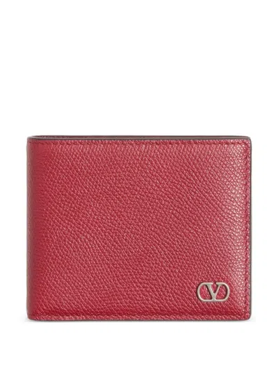 Valentino Garavani Vlogo Signature Grainy Calfskin Wallet In Brown