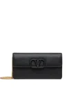 Valentino Garavani Vlogo Signature Grainy Calfskin Wallet With Chain Woman Black Uni