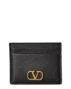 Valentino Grained Leather Vlogo Cardholder In Black