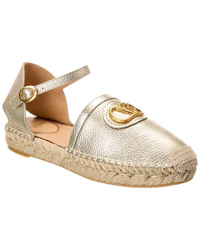 Valentino Garavani Valentino Vlogo Signature Grainy Leather Espadrille