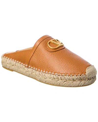 Valentino Garavani Valentino Vlogo Signature Grainy Leather Mule In Brown