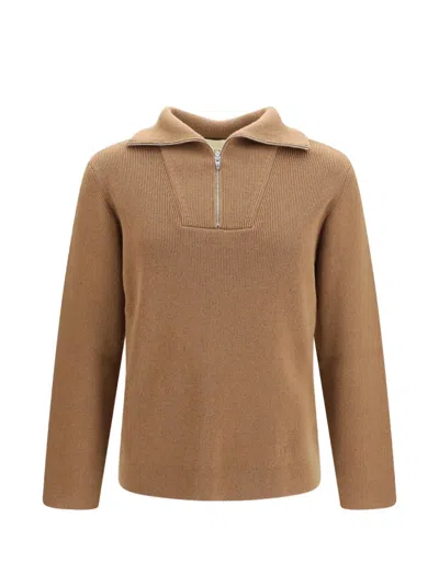 Valentino Vlogo Signature Half-zip Sweater In Brown