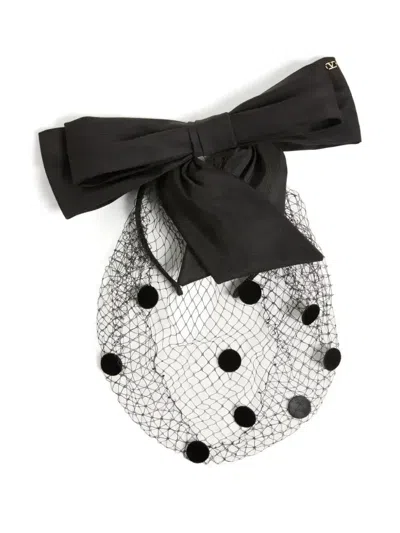 Valentino Garavani Vlogo Signature Veil Headband In Black