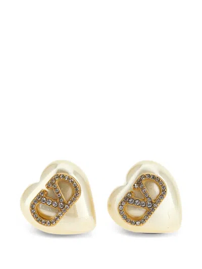 Valentino Garavani Vlogo Signature Heart Earrings In Gold