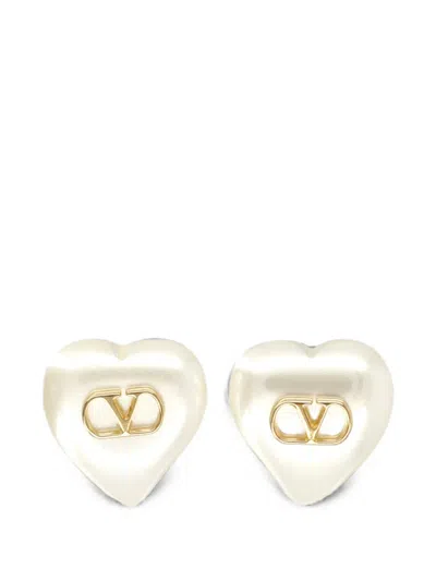 Valentino Garavani Vlogo Signature Heart Earrings In Neutral