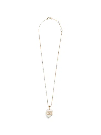 Valentino Garavani Vlogo Signature Heart-pendant Necklace In Gold