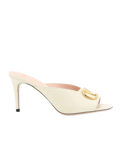 Valentino Garavani Valentino Vlogo Signature Heeled Slide Sandals In White