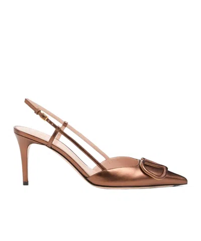 VALENTINO GARAVANI VLOGO SIGNATURE SLINGBACK PUMP IN LAMINATED NAPPA LEATHER 80MM