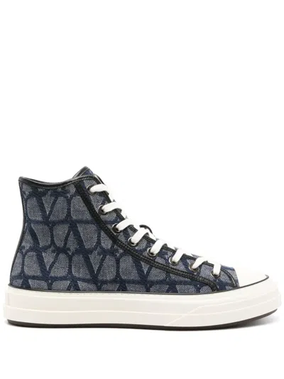 Valentino Garavani Vlogo Signature High-top Sneakers In Blue