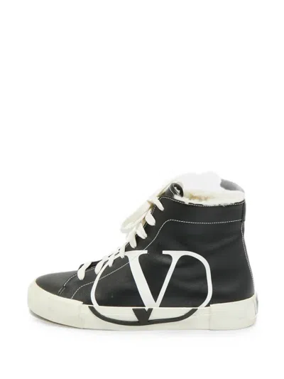Pre-owned Valentino Garavani Vlogo Signature High-top Sneakers In Black