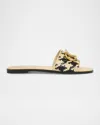Valentino Vlogo Signature Houndstooth Woven Slide Sandals In Neutral