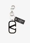 Valentino Vlogo Signature Metal Keychain In Black