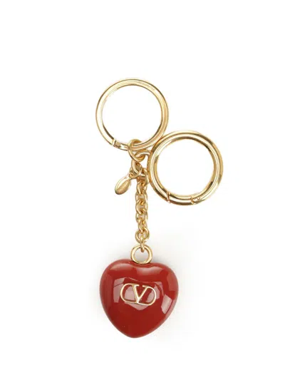 Valentino Garavani Coeur Royal Vlogo Key Chain Bag Charm In Gold