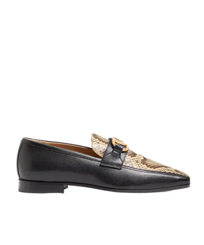 Valentino Garavani Vlogo Signature Kidskin And Python Loafer In Black
