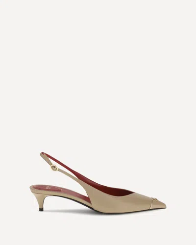 Valentino Garavani Vlogo Signature Kitten-heel Slingback Pumps In Neutral