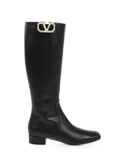 Valentino Garavani Vlogo Signature Knee-high Boots In Black