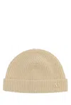 Valentino Ribbed Cashmere Beanie Hat With Turn-up Brim In Beige