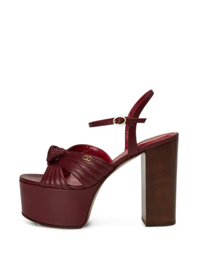 Valentino Garavani Vlogo Signature Knotted Platform Sandals In Brown