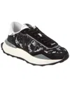 Valentino Vlogo Signature Lace & Suede Sneaker In Black