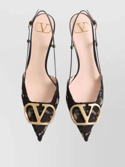 Valentino Garavani Vlogo Signature Lace Pumps In Black