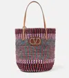 Valentino Vlogo Signature Large Straw Tote Bag In Multicoloured