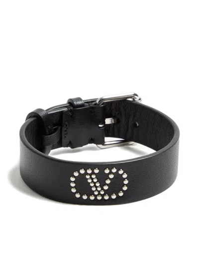 Valentino Garavani Garavani Vlogo Signature Leather And Metal Bracelet