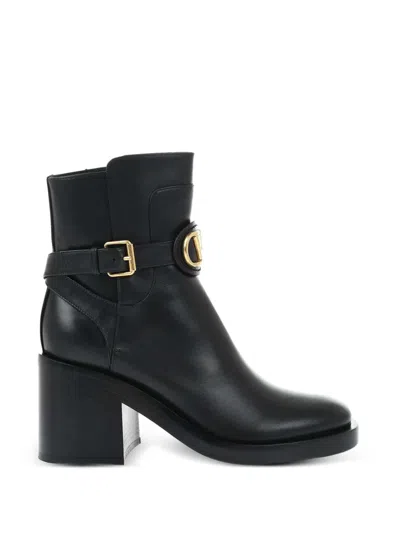 Valentino Garavani Vlogo Signature Leather Ankle Boots In Black