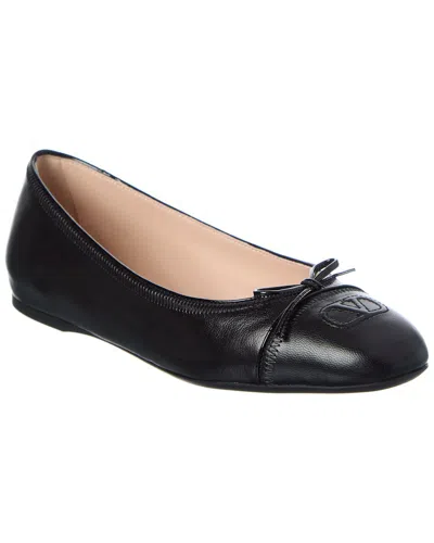 Valentino Garavani Valentino Vlogo Signature Leather Ballerina Flat In Black