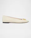 Valentino Garavani Vlogo White Lamb Leather Goat Leather Classic Ballet Flats In Multi