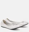 Valentino Vlogo Signature Leather Ballet Flats In Silver