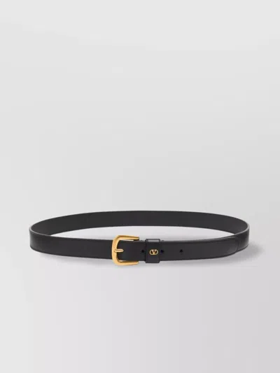 Valentino Garavani Adjustable Vlogo Signature Gold Buckle Belt In Black