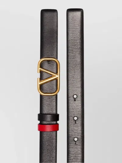 Valentino Garavani Vlogo Signature Leather Belt In Black