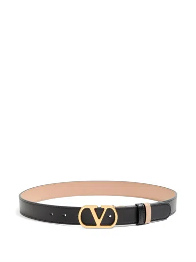 Valentino Garavani Valentino Vlogo Signature Leather Belt In Black