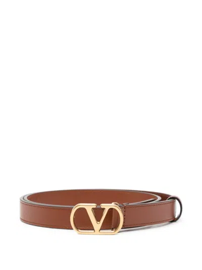 Valentino Garavani Vlogo Signature Leather Belt In Brown
