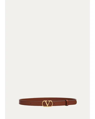 Valentino Garavani Vlogo Signature Leather Belt, 20mm In Brown