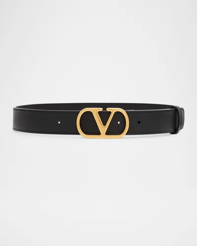 Valentino Garavani Vlogo Signature Belt In Black