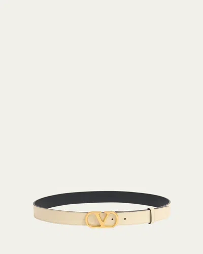 Valentino Garavani Vlogo Signature Belt In Shiny Calfskin 20 Mm Woman Butter 100 In Orange