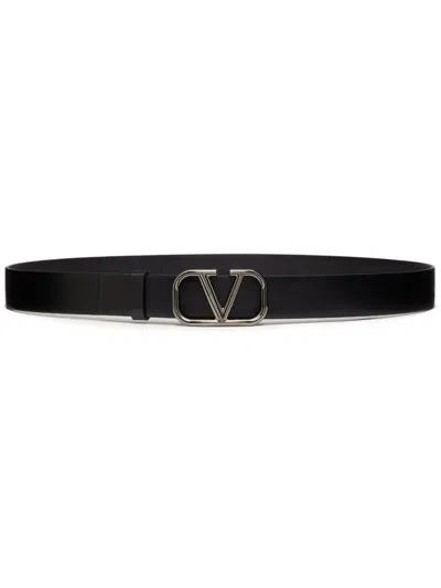 Valentino Garavani Vlogo Signature Leather Belt In Black