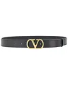 Valentino Garavani Vlogo Signature Belt In Shiny Calfskin 30 Mm Woman Black 100 In Black