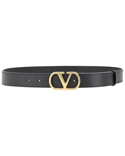 Valentino Garavani Valentino Vlogo 30 Black Leather Belt
