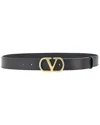 Valentino Garavani Vlogo Signature Belt In Shiny Calfskin 30 Mm Woman Black 100 In Black