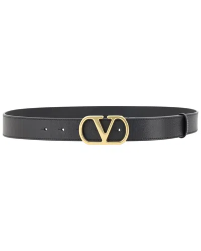 Valentino Garavani Valentino Vlogo 30 Black Leather Belt