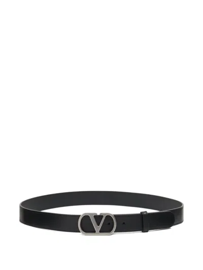 Valentino Garavani Vlogo Signature Leather Belt In Black