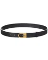 Valentino Garavani Vlogo Signature Belt In Shiny Calfskin 30 Mm With Enamelled Logo Detail Woman Bla In Black