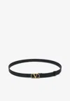 Valentino Vlogo Signature Leather Belt In Black