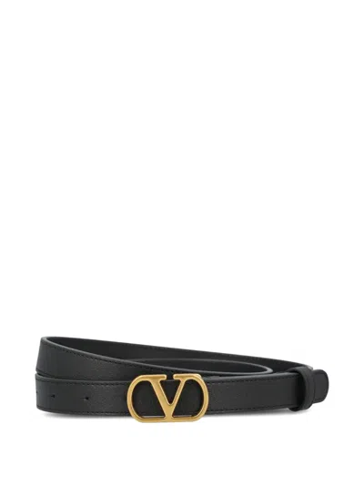 Valentino Garavani Vlogo Signature Leather Belt In Black