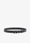 Valentino Black Vlogo Solid Belt In Black