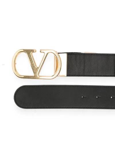 Valentino Garavani Vlogo Signature Leather Belt In Black