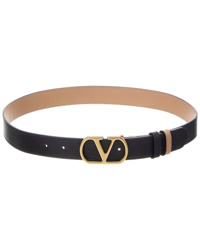 Valentino Garavani Valentino Vlogo Signature Leather Belt In Black