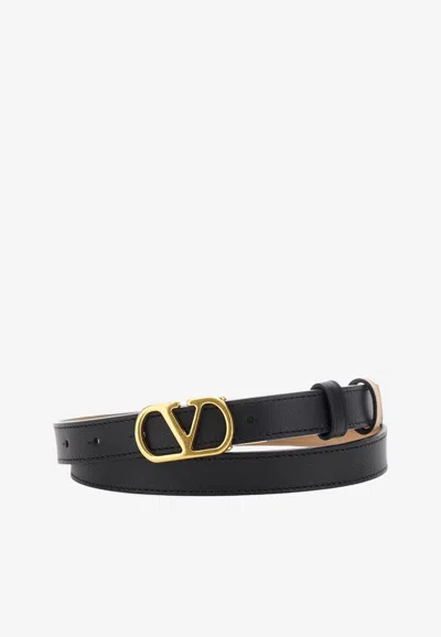 Valentino Garavani Vlogo Signature Leather Belt In Black